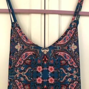 Dark blue floral tank long dress